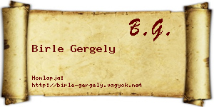Birle Gergely névjegykártya